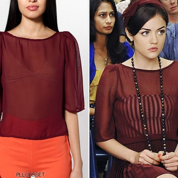 NWOT American Apparel chiffon puff sleeve blouse - Picture 4 of 4